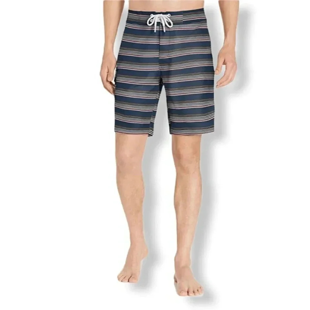 Goodthreads Swimwear Stripe Print Size 31 Tie Front Stretch Men's Board Shorts - Picture 12 of 12